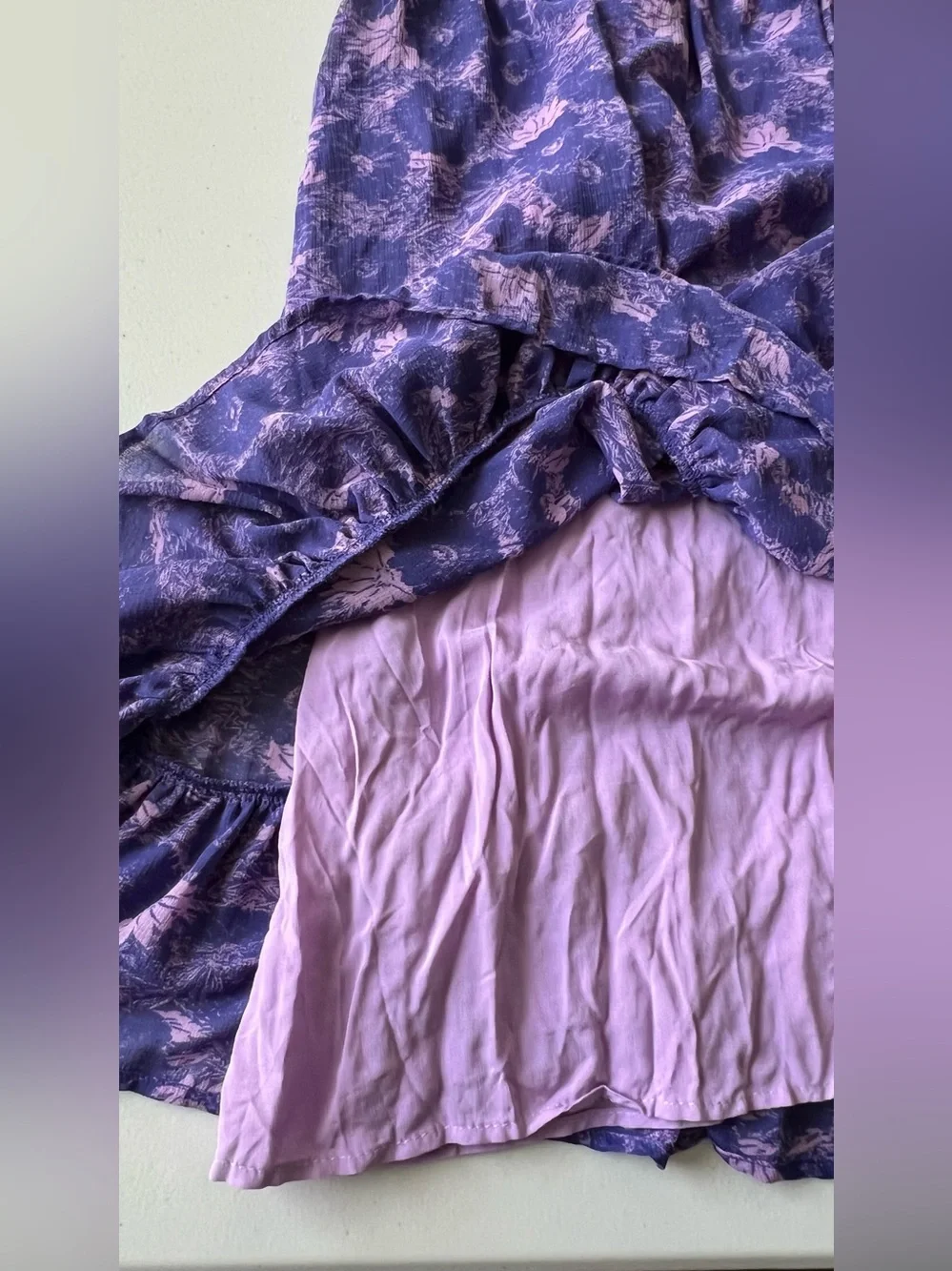 Free People These Dreams Mini Dress NWT L Violet Floral Babydoll Boho